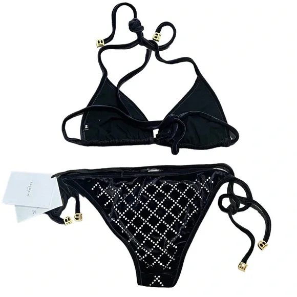 BALMAIN***Crystals on Black Velvet Bikini**F36 US 4 $846 - Picture 4 of 6